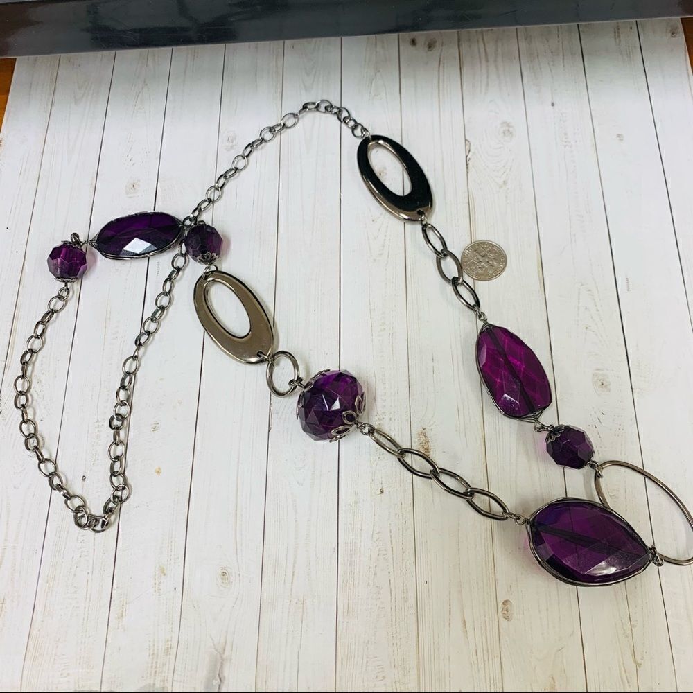 GunmetalโPurpleย CrystalsโNecklaceโ